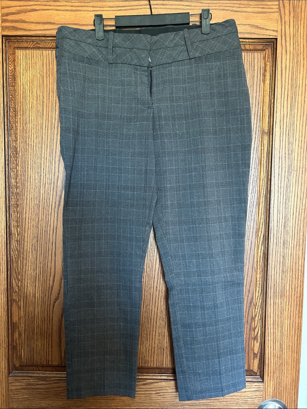 Gray Plaid Cropped Dress Pants
